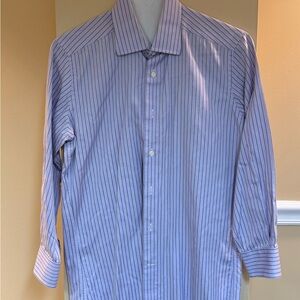 David Donahue Lavender Dress Shirt with Navy Pinstripes